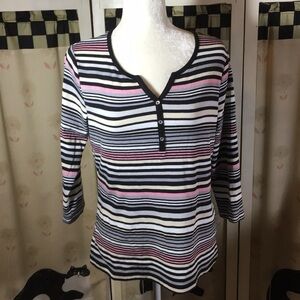 Croft & Barrow Classic 3/4 Sleeve Striped …